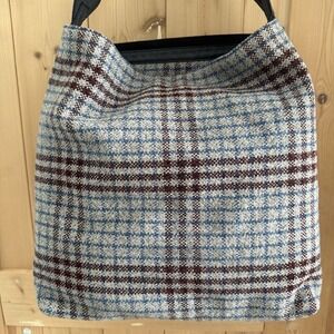 James Perse Los Angeles Wool Leather Tote Bag Plaid Made In Italy